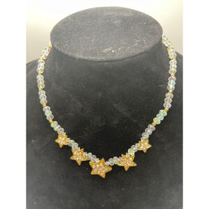 Kirks Folly Gold Star Aurora Borealis Bead Necklace